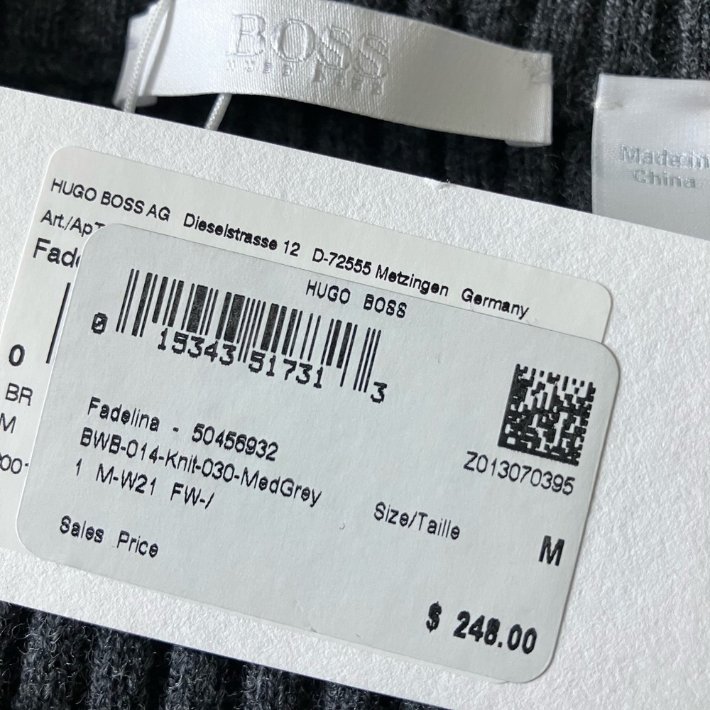 HUGO BOSS Charcoal Grey Ribbed Wool and Cashmere Blend MIDI Skirt Size M NWT - Picture 11 of 15